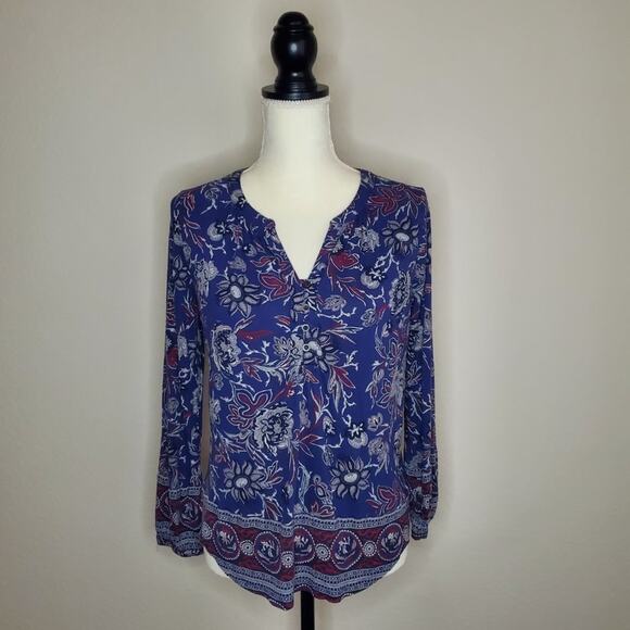 Lucky Paisley Print Henley Top Small - Picture 1 of 7